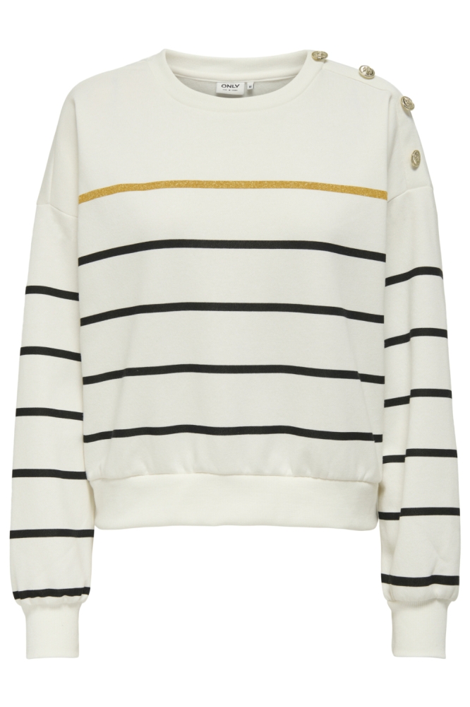 ONLUMA L/S O-NECK STRIPES CS SWT 15353047 CLOUD DANCER/GOLD GLITT